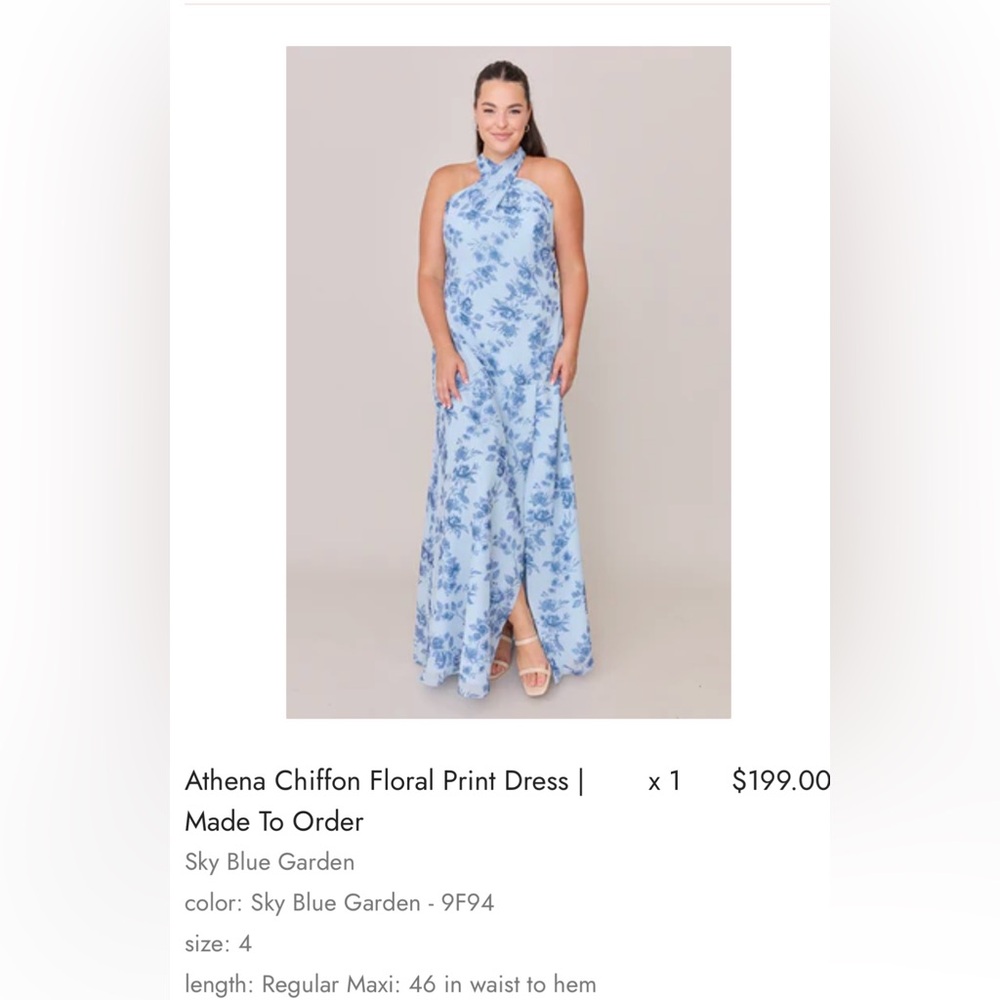 Revelry Sky Blue Floral One-Shoulder Chiffon Dress